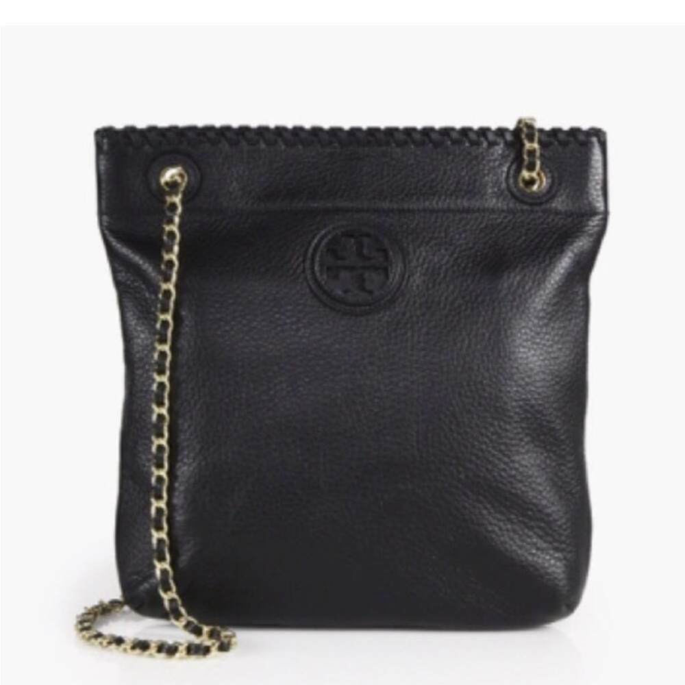 Tory Burch Marion Black Leather Chain Strap Purse